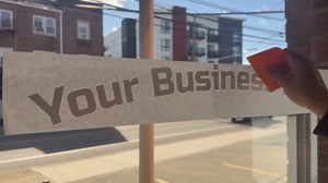Business Hours Sign for Window - Free Squeegee - Easy Install Manual (Two Line - Landscape)
