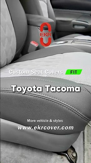EKR custom black and grey rear seat cover installation for the Toyota Tacoma.