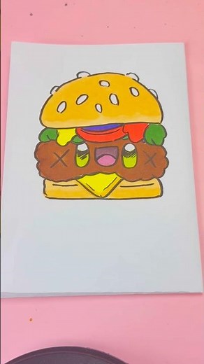 🍔 Cómo Dibujar una Hamburguesa Kawaii ✨ Paso a Paso