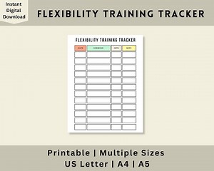 Flexibility Tracker, Fitness Tracker PDF, Workout Tracker, Exercise Tracker, Printable Fitness Log, Digital Download, US Letter, A4, A5, PDF - Etsy UK