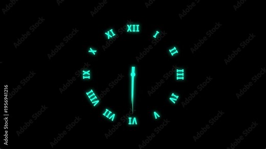 An analog clock with Roman numerals animation. Fast time analog clock face with transparent background. 4k animation.