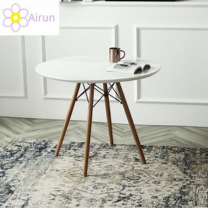 [Hot Item] Chinese Restaurant Furniture Cheap Simple White Round Dining Table Decor with Beech Wood Legs