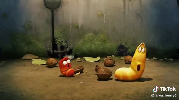 Larva eat walnut #funny #eat #summer #cartoon #aimation #larvacartoons