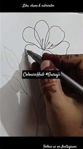 5-minute one line flower drawing #youtube #artist