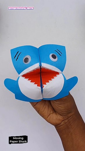 Moving paper toy shark #REELS #SHORTS #Crafts | Entertaining Arts