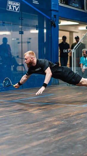 46K views · 458 reactions | Any ideas how @joelmakin_ did this?  Incredible double-dive  #squash #psaworldtour #dive | PSA Squash Tour | Facebook