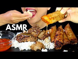 ASMR PORK ADOBO and LUMPIA FILIPINO FOOD Eating Sound MUKBANG Eating With Hand