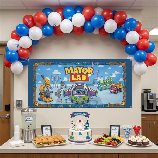 Personalized Lab Week Banner, Cartoon Toy Inspired Science Party Backdrop, Medical Laboratory Professionals Week Decor, Custom Lab Sign - Etsy