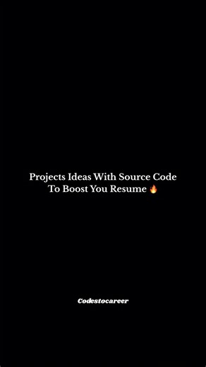Codestocareer on Instagram: "Collection of projects with source code links 🔥 📌 Type of projects this repo contains 👉🏻 Java 👉🏻 React 👉🏻 Fullstack 👉🏻 Data Science 👉🏻 C++ 👉🏻 Machine Learning 👉🏻 Springboot advanced project Use this project to strengthen your resume ✅ Comment "project" to get this project list in your dm 💗 Share with your friends ➡️ Save for later 📌 Follow @codestocareer for more ❤️ .. .. .. #coding #code #project #college #collegeproject #resume #codingisfun #caree