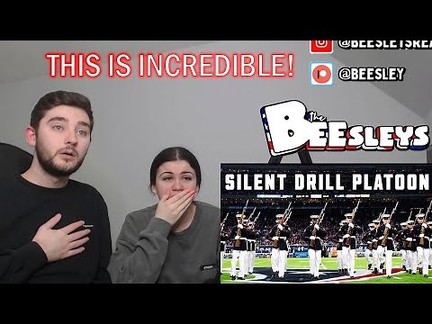 BRITISH COUPLE REACTS | US MARINE CORPS SILENT DRILL PLATOON HALFTIME SHOW!
