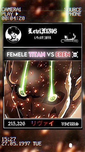 Eren vs female titan #aotedit #femaletitan #annie #erenyeager #attacktitan #aot