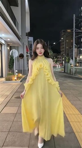 Đầm maxi cổ yếm phối bèo nữ tính, dáng dài thướt tha cực xinh cho mùa hè 2026.