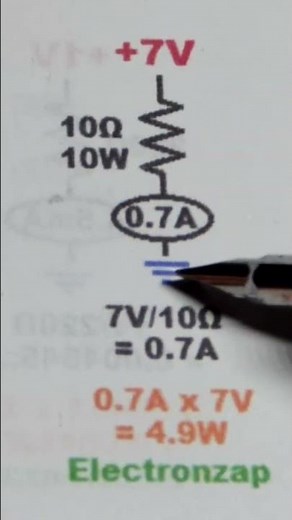 10 Ohm 10 Watt Resistor with 7 Volts across it Math by Electronzap Electronics #howto #diy