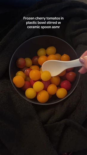 Frozen Cherry Tomatoes ASMR Experience in a Bowl