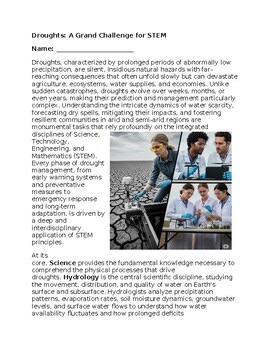 Droughts & STEM - No Prep - Worksheet - 100% Editable