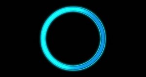 blue neon light circle on black background