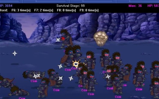 LF2原版生存模式crazy难度100关，最多41只邪鬼（无限蓝）