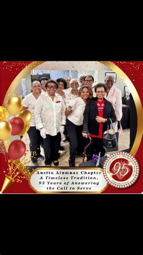 🎉 Tonight, The Austin Alumnae Chapter of Delta Sigma Theta Sorority, Inc. will celebrate 95 incredible years of legacy, leadership, and sisterhood! Join us as we honor our chapter’s rich history and the trailblazers who paved the way. Here's to the past, present, and future — let the celebration begin! 💫 #DSTATX1930 #AustinAlumnaeProud #95YearsStrong #ChapterAnniversary #LegacyInMotion | Austin Alumnae Chapter of Delta Sigma Theta Sorority Inc.