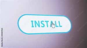 Install button tag pressed on computer screen by cursor pointer mouse. Concept of software,programs,application,update,upgrade,maintenance and technical service.