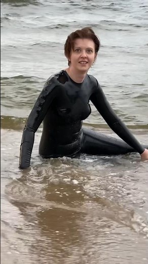 Latex mermaid on the beach