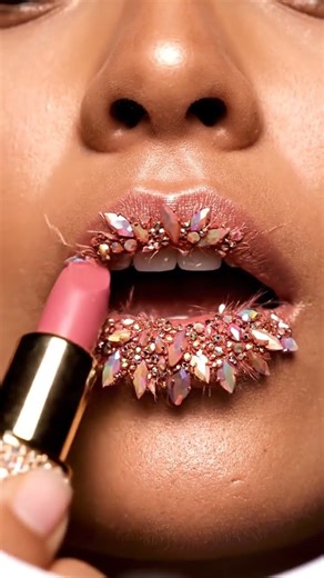 Gem Glow Lip Magic ✨💄 | Glossy Lips Transform with Sparkling Crystal Clicks ASMR