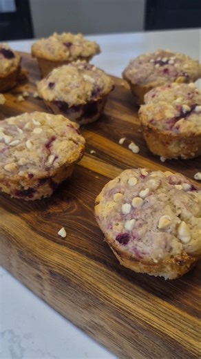 Raspberry white chocolate muffins. Using whey to eliminate food waste #madefromscratch #muffins