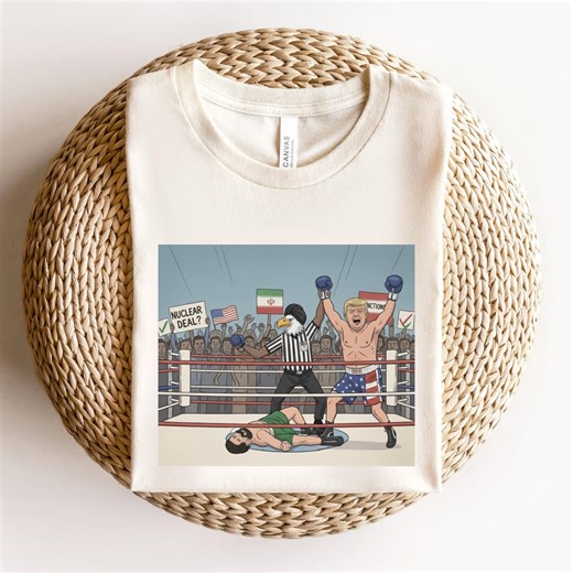 Trump Vs Iran Boxing Shirt, Funny Political Satire T-shirt, the Presidential Rumble Graphic Tee, USA Victory Humor, Donald Trump Boxer Gift - Etsy