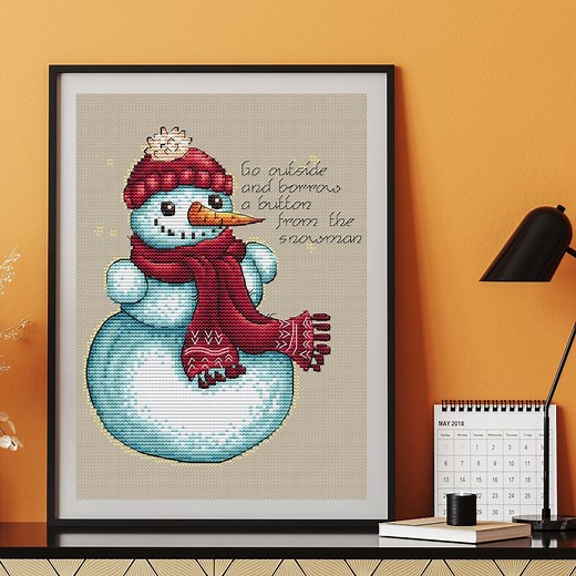 Snowman Cross Stitch Pattern: Winter Holiday Embroidery (PDF Pattern) - Etsy