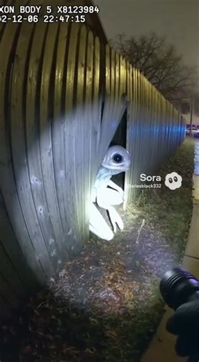 Alien behind fence, “switching to flashlight” 😂 #ai #funny