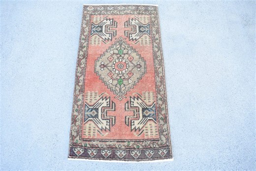 Turkish Small Rug, 1.7x3.4 Ft Vintage Rug, Orange Persian Wool Rug - Etsy