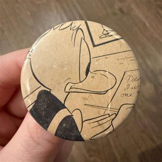 Donald Duck Writing a Letter Pin 1.75” Made From Vintage 1970s Walt Disney’s Donald Duck in Volcano Valley Book, Brown & Black - Etsy