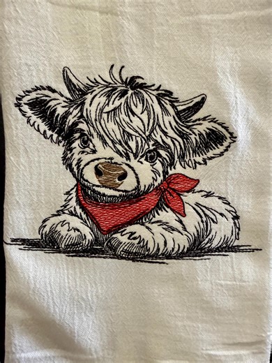 Highland Cow Embroidered Flour Sack Towel | Highland Cow Kitchen Towel | Highland Cow Decor | - Etsy Australia