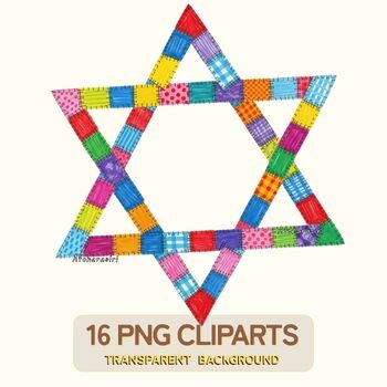 Hanukkah Star of David PNG • 16 Digital Clipart Files • Transparent Background •