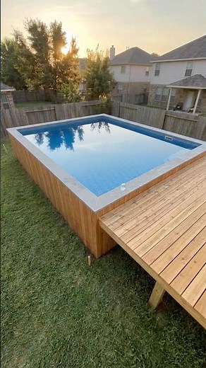 Building a stunning DIY wooden pool and deck. 🏊‍♂️✨#DIYPool #BackyardOasis #PoolBuild