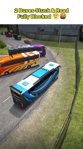 2 buses stuck & road fully blocked 😤🤬 in bus simulator indonesia 🚍 #shortsfeed #trending