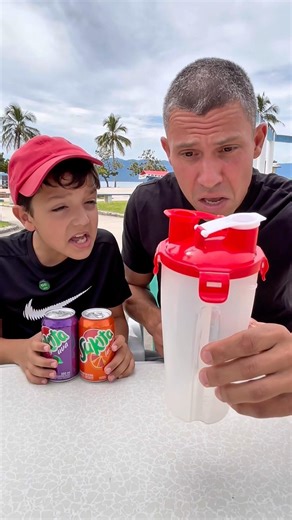 She used a double cup to split the sodas. #shorts