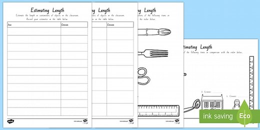 Estimating Length Worksheet