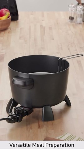 Presto 8-Quart Big Kettle, Steamer and Deep Fryer Multi-Cooker, Black