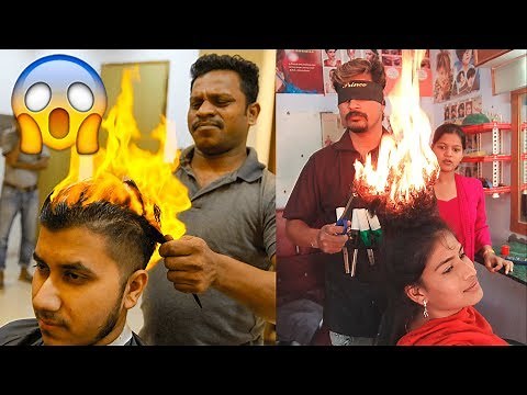 🔥 Amazing Fire Haircut 😱 Hair Stylists Cutting Hair With Fire🔥