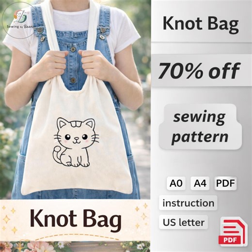 Japanese Knot Bag Sewing Pattern | Beginner-friendly (PDF Pattern A4/A0/US Letter Sizes) - Etsy