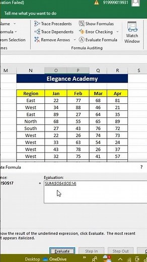 Excel Shortcut Trick- Evaluate Formula😛 #excel #msexcel #eleganceacademy #ytshorts #shorts #evaluate