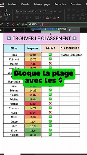 Comment trouver un CLASSEMENT sur Excel avec la fonction RANG ?