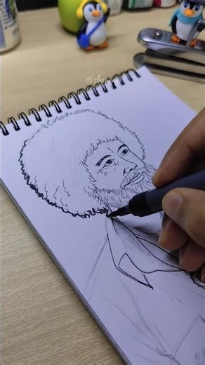 Bob Ross portrait.. #drawing #asmr #bobross