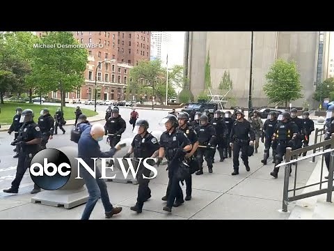 Police caught on camera pushing man to ground during Buffalo protest l ABC News
