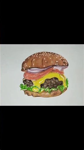 Realistic Burger Drawing 🍔 | 3D Art Illusion #shorts