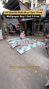 399K views · 10K reactions | Wallpaper Buy 1 Get 3 Free UV Marble Sheet Buy 1 Get 1 Free Wallpaper at Lowest Price SMB Decor - 9112233353 / 9822522653 Add - Opposite Rolex Hotel Vanjar Patti Naka Bhiwandi District Thane Maharashtra | Hasan Bhiwandikar Vlogs | Facebook