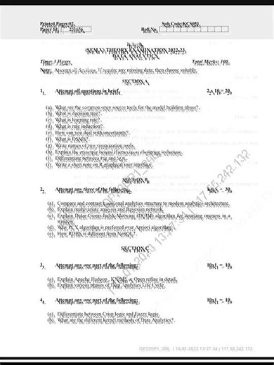 DATA ANALYTICS KCS-051 | AKTU BTECH 5th SEMESTER 2023 |