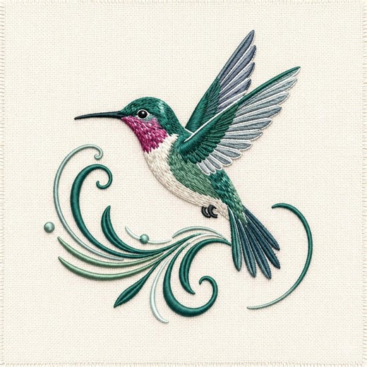 Realistic Hummingbird Embroidery Design, Elegant Swirls Machine File (digital Download) - Etsy