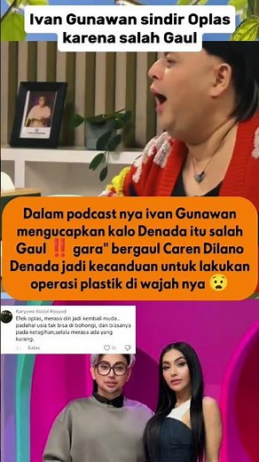 Ivan Gunawan: Denada is addicted to plastic surgery #denada #ivangunawan #darendilano #artist #sh...