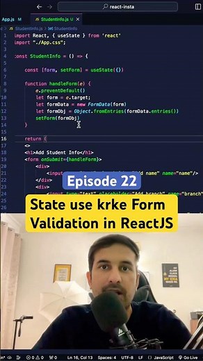 Simple Form Validation using State in ReactJS 😊 #reactjstutorial